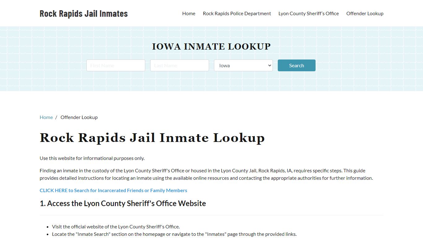 Rock Rapids, IA Detainee Lookup